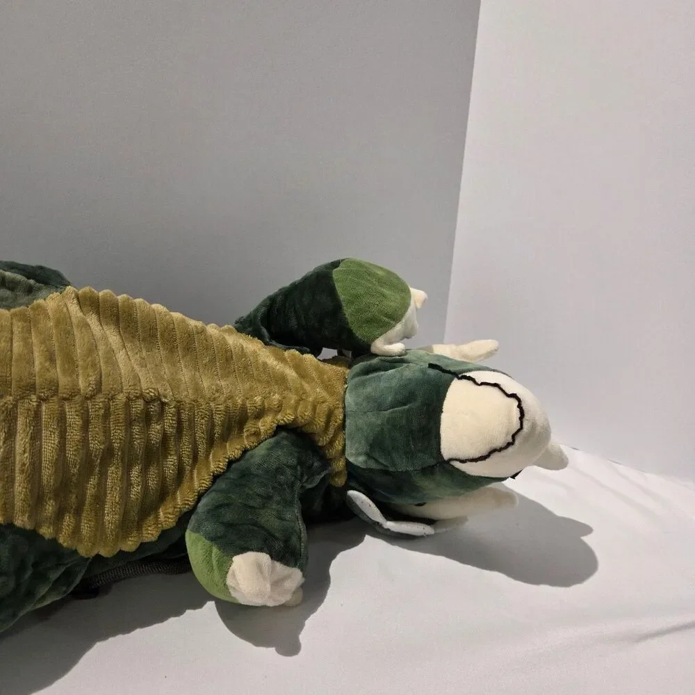 Triceratops Green Stuffed Animal Plush Dino Purse Bag Two Straps